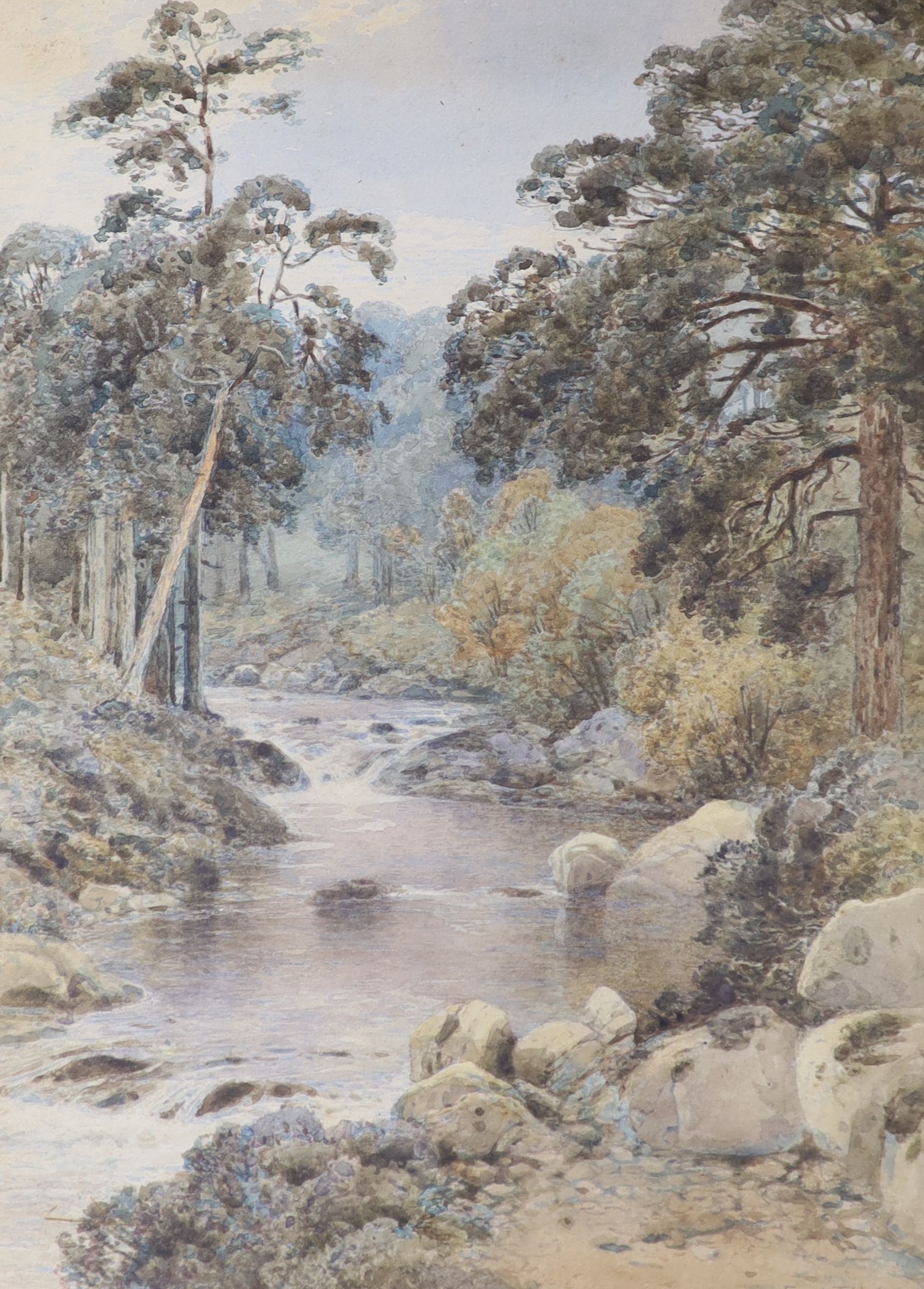 Frederick Tucker (1860-1935), two watercolours, The Castle Road, Edinburgh and a river landscape, both signed, one with artist label verso, 24 x 35cm and 36 x 26cm